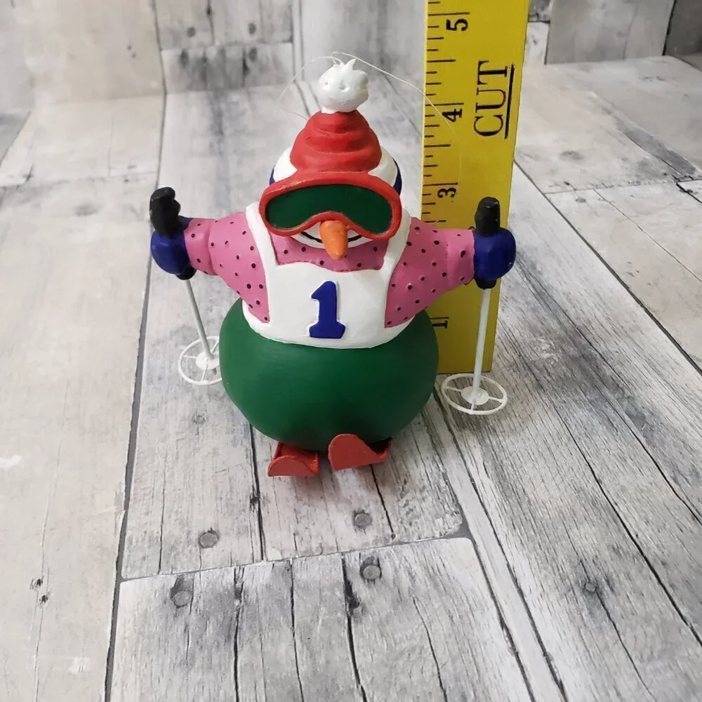 Department 56 Snowman Christmas Ornaments Santa, Mistletoe and Downhill Skier